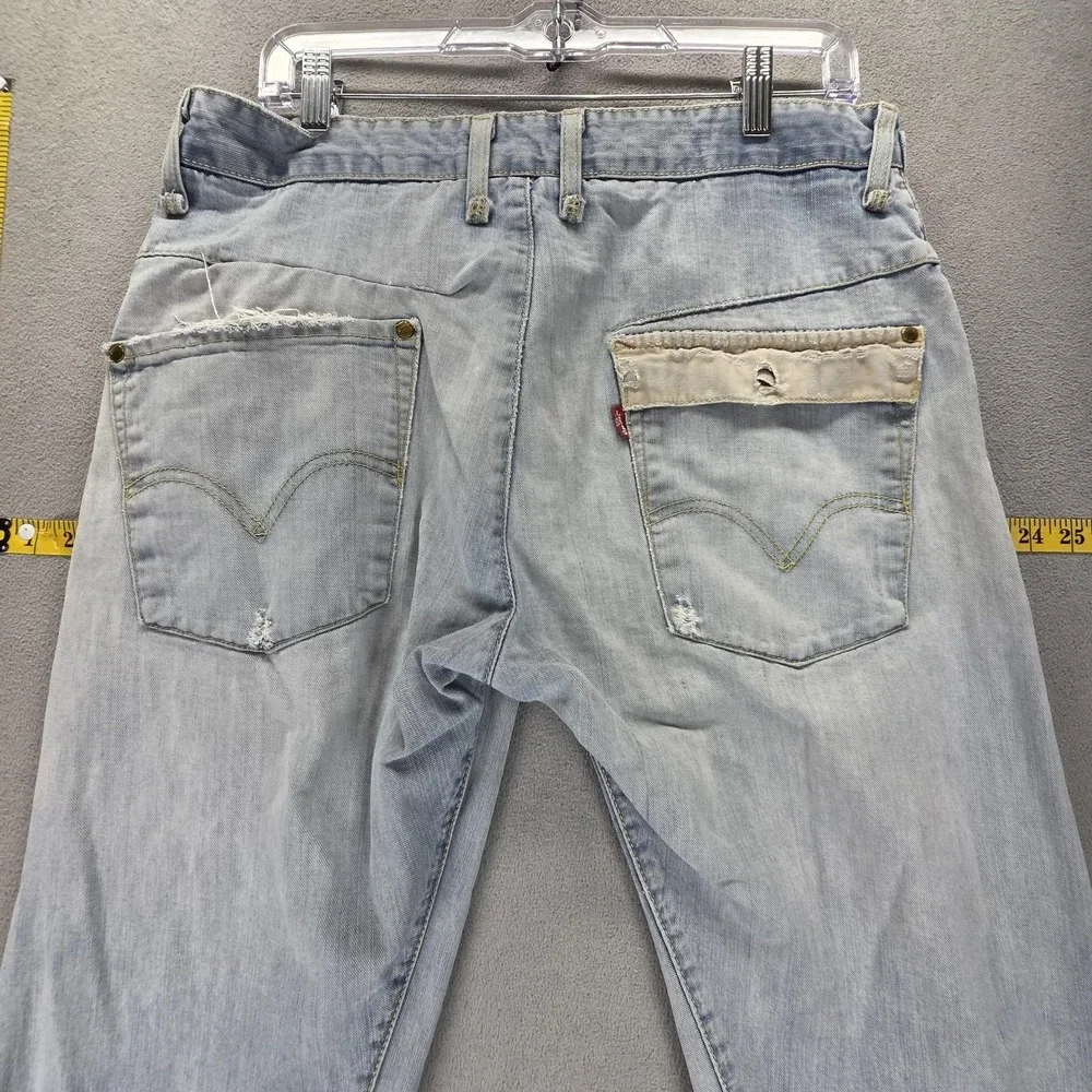 VTG Levis Engineered Jeans Mens Blue Twisted Flap Pockets Altered Hem Fits 32x30